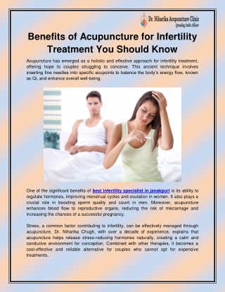 Best infertility specialist in Janakpuri