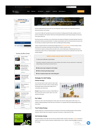 Basic Gold Trading Strategies you should know