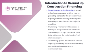 Ground Up Construction Financing - Simplending Financial