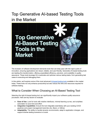 Top generative AI based testing tools in the market