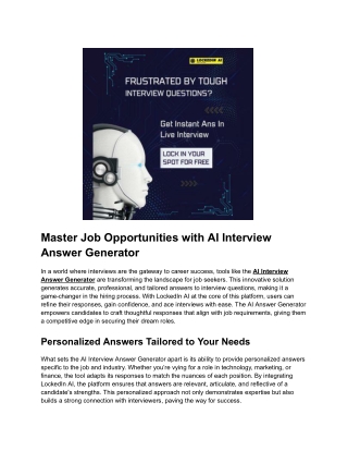 Master Job Opportunities with AI Interview Answer Generator