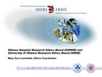 Ottawa Hospital Research Ethics Board OHREB and University of Ottawa Research Ethics Board HREB