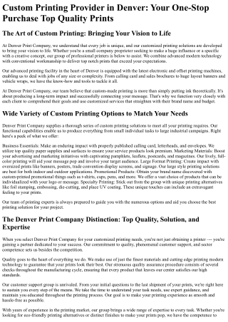 Denver Print Company