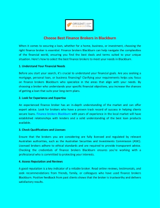 Choose Best Finance Brokers in Blackburn