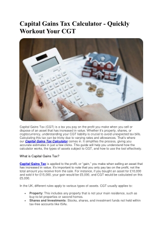 Capital Gains Tax Calculator