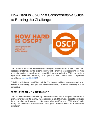 How Hard Is OSCP