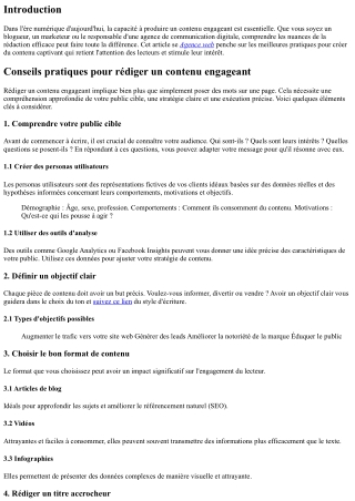 “Conseils pratiques pour rédiger un contenu engageant“