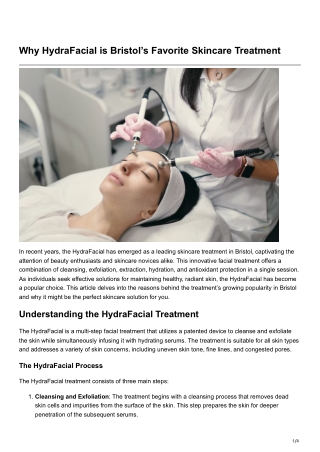 Why HydraFacial is Bristols Favorite SkincareTreatment