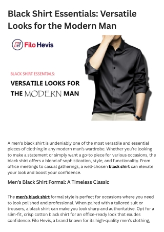 Black Shirt Essentials Versatile Looks for the Modern Man