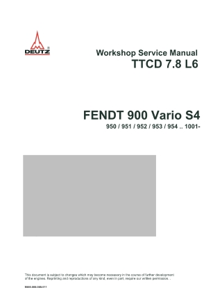 Deutz TTCD 7.8 L6 Engine Service Repair Manual Instant Download