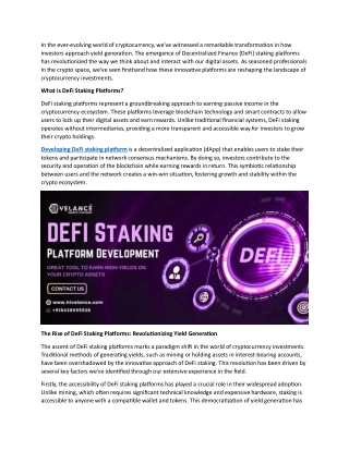 Develop Your Defi Staking Platform With better Tech Stack