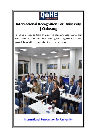International Recognition For University  Qahe.org