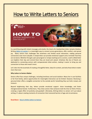 How to Write Letters to Seniors