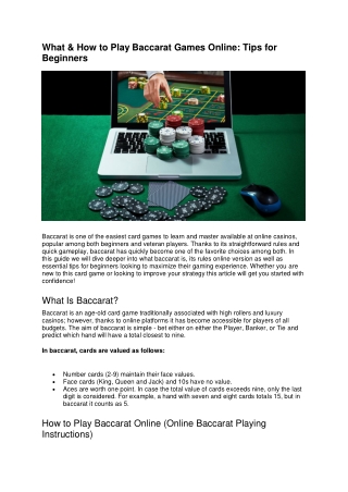 What & How to Play Baccarat Games Online Tips for Beginners