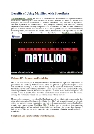 Matillion Online Certification Course | Matillion Online Training