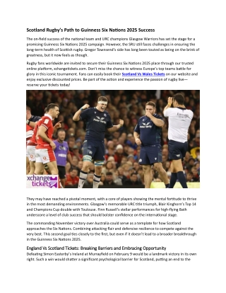 Scottish Rugby’s Path to Six Nations 2025 Success
