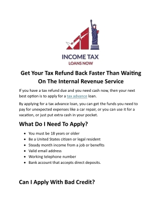 incometaxloansnow tax advance