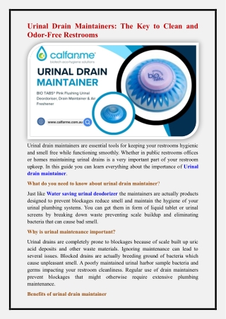 Urinal drain maintainer