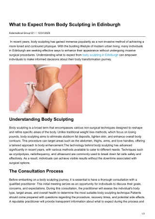 What to Expect from Body Sculpting in Edinburgh
