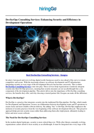 Best DevSecOps Consulting Services - Goognu