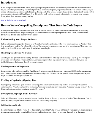 How to Write Compelling Descriptions That Draw in Cash Buyers