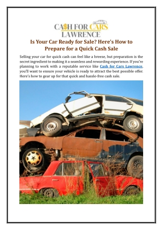 Is Your Car Ready for Sale? Here's How to Prepare for a Quick Cash Sale