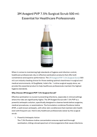 3M Avagard PVP 7.5% Surgical Scrub 500 ml: Essential for Healthcare Professional