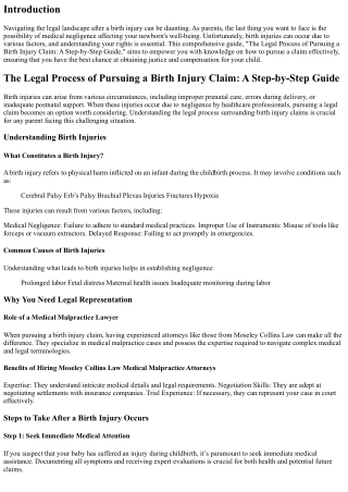The Legal Process of Pursuing a Birth Injury Claim: A Step-by-Step Guide