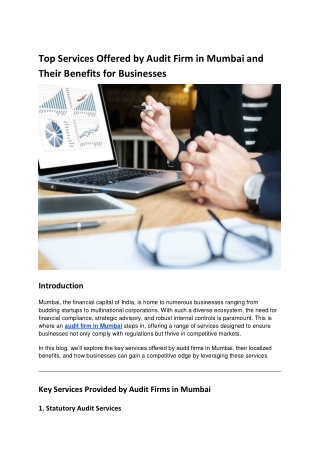 Top Services Offered by Audit Firm in Mumbai and Their Benefits for Businesses