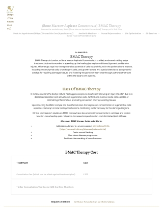 Bone Marrow Aspirate Concentrate (BMAC) Treatment London - Dr SNA Clinic