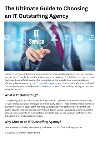 The Ultimate Guide to Choosing an IT Outstaffing Agency