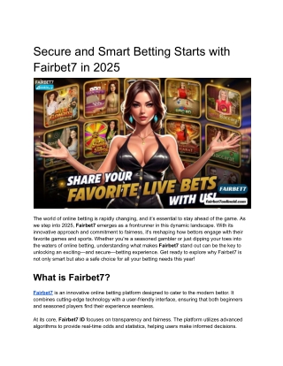 Secure and Smart Betting Starts with Fairbet7 in 2025