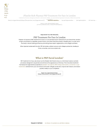 (Platelet Rich Plasma) PRP Treatment For Face In London