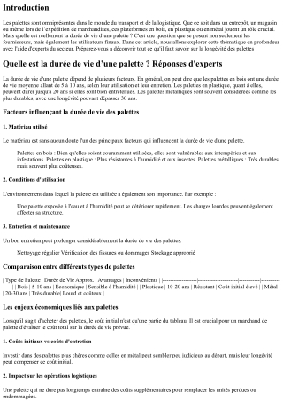 Quelle est la durée de vie d’une palette ? Réponses d'experts