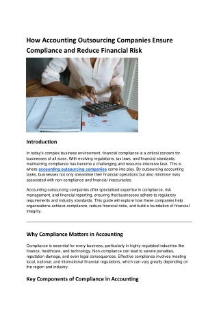 How Accounting Outsourcing Companies Ensure Compliance and Reduce Financial Risk