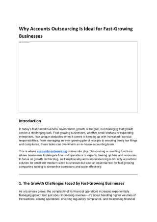 Why Accounts Outsourcing Is Ideal for Fast-Growing Businesses