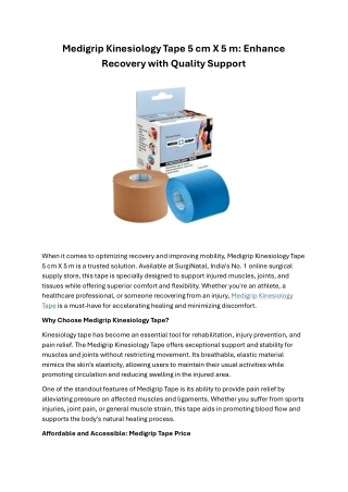 Medigrip Kinesiology Tape 5 cm X 5 m Enhance Recovery with Quality Support