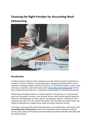 Choosing the Right Provider for Accounting Work Outsourcing