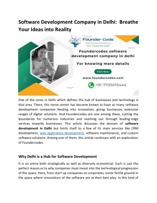 Software Development Company in Delhi:  Breathe Your Ideas into Reality