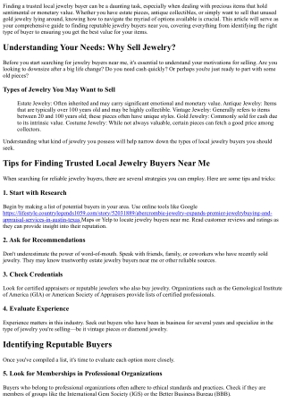 Tips for Finding Trusted Local Jewelry Buyers Near Me