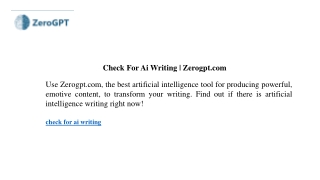 Check For Ai Writing Zerogpt.com