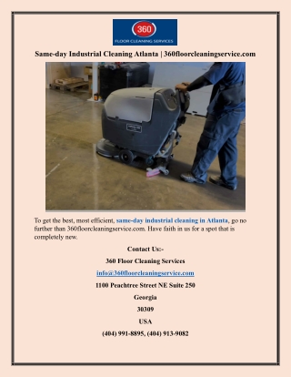 Same-day Industrial Cleaning Atlanta  360floorcleaningservice.com