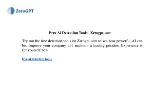 Free Ai Detection Tools Zerogpt.com