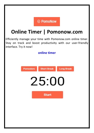 Online Timer | Pomonow.com