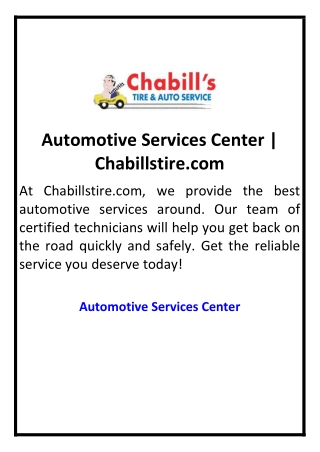 Automotive Services Center | Chabillstire.com