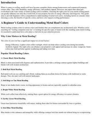 “A Beginner’s Guide to Understanding Metal Roof Colors”