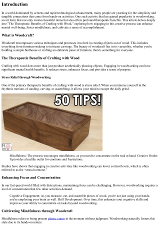 “The Therapeutic Benefits of Crafting with Wood”