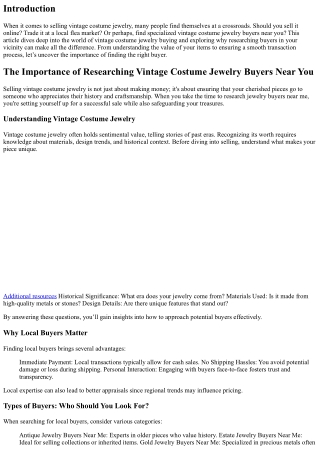 The Importance of Researching Vintage Costume Jewelry Buyers Near You