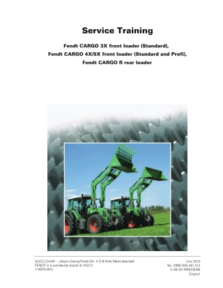 Fendt CARGO 3X 4X 5X R Front Loader (Standard) (Standard and Profi) Service Repair Manual Instant Download (Part No. X99