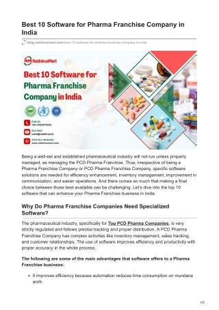 Best 10 Software for Pharma Franchise Company in India